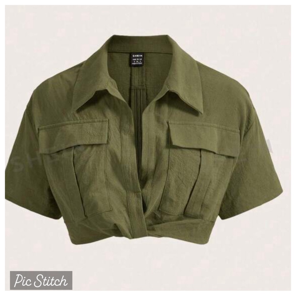 Brand new olive cropped blouse